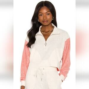 L*Space Best Life Pullover in Primrose Cream Size Small NWT Cropped 1/2 Zip